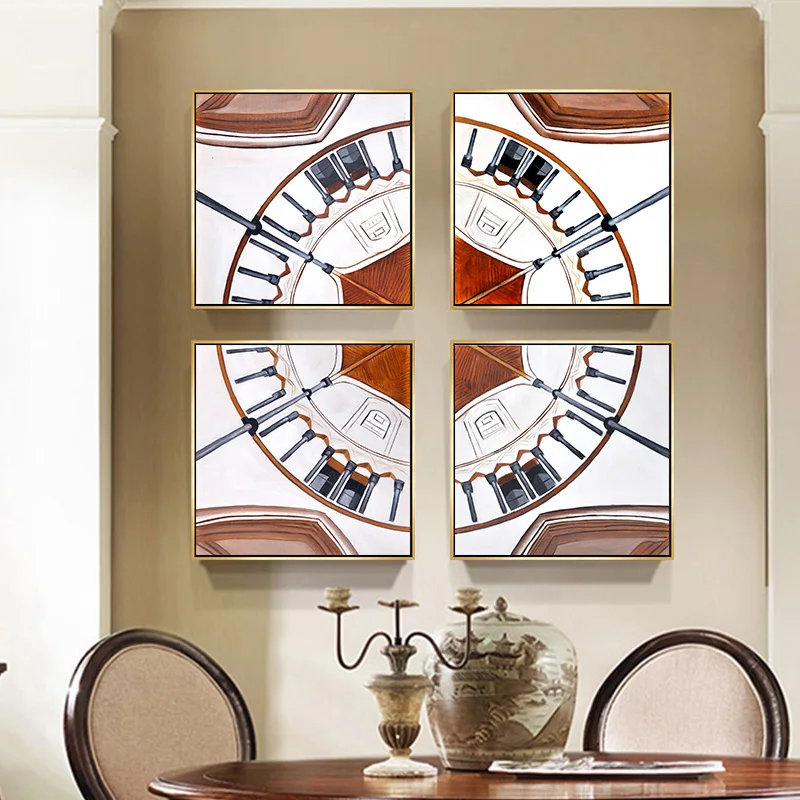 

Retro Round Abstract Canvas Paintings Wall Art Posters Prints POP Art Vintage Wall Pictures for Living Room Home Decorations