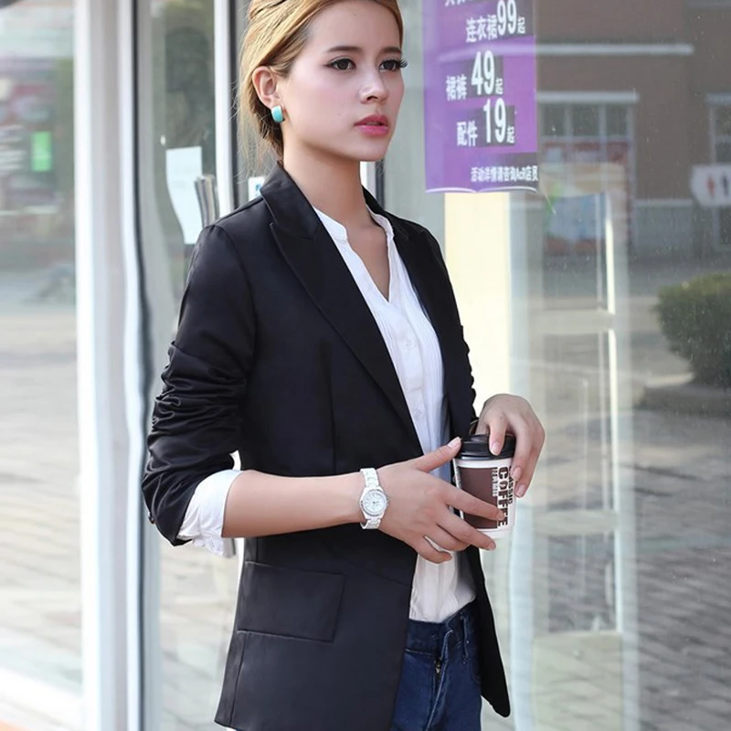 Blazer Women Korean Style Slim Elegant Office Lady Blazers Womens ...