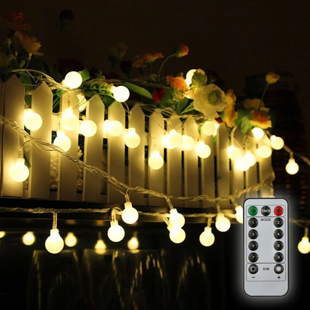 10m 80leds String Lights Outdoor Battery Powered Garland Waterproof With Remote Control For Party Living Room Bedroom Garden Lighting Strings Aliexpress
