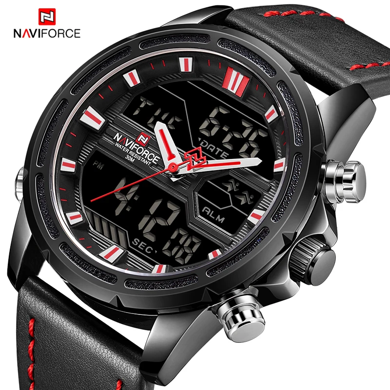 

Top Brand NAVIFORCE Men's Fashion Sports Quartz Wrist Watch Waterproof Leather Men Digital Watches Clock Male Relogio Masculino