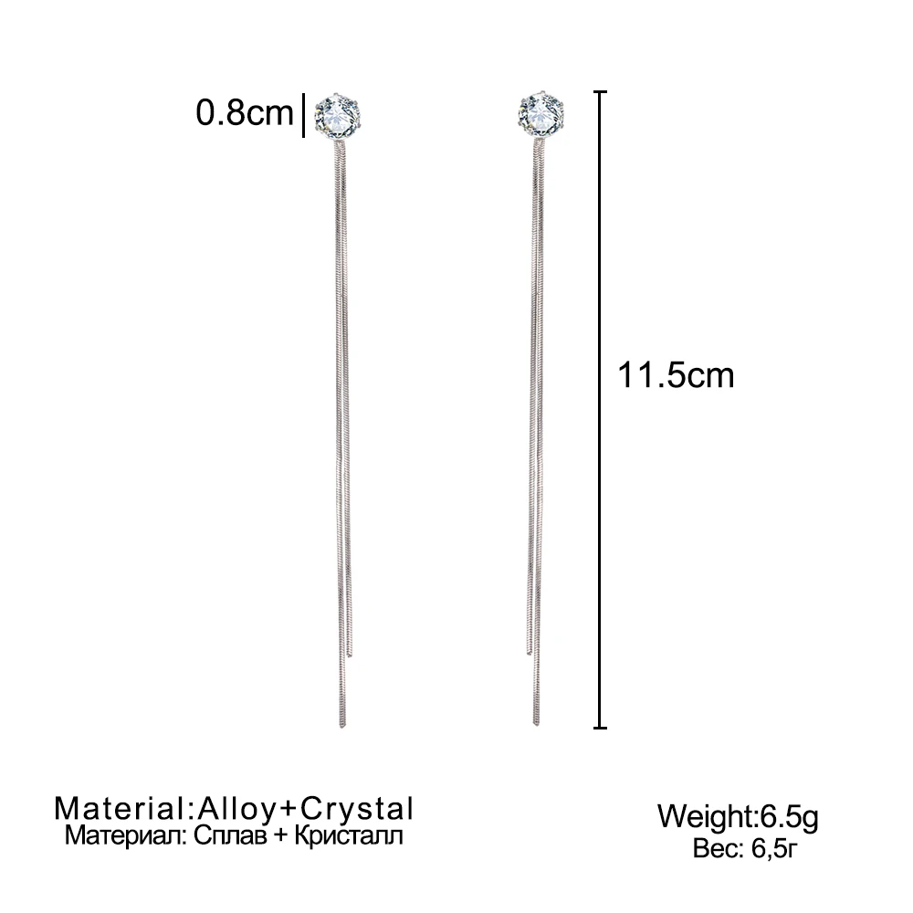 IPARAM New Fashion Silver Plated Dangle Hanging Gem Stone Rhinestone Long Drop Earrings For Women Jewelry brincos bijoux