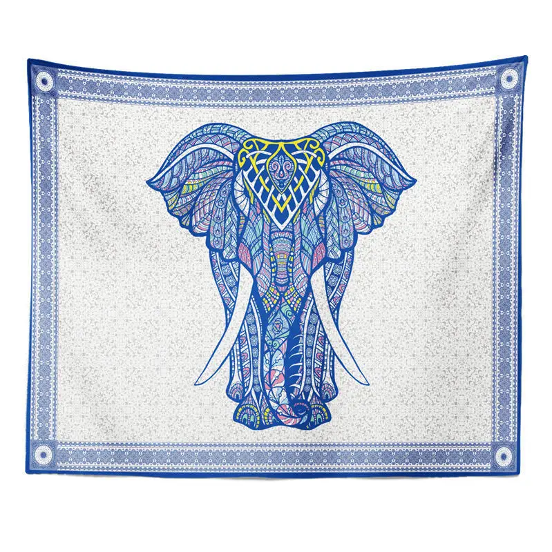 Boho Indian Mandala Tapestry Wall Fabric Hanging Hippie Psychedelic Tapestry Elephant Printed Home Decor Mural Wall Carpet Throw