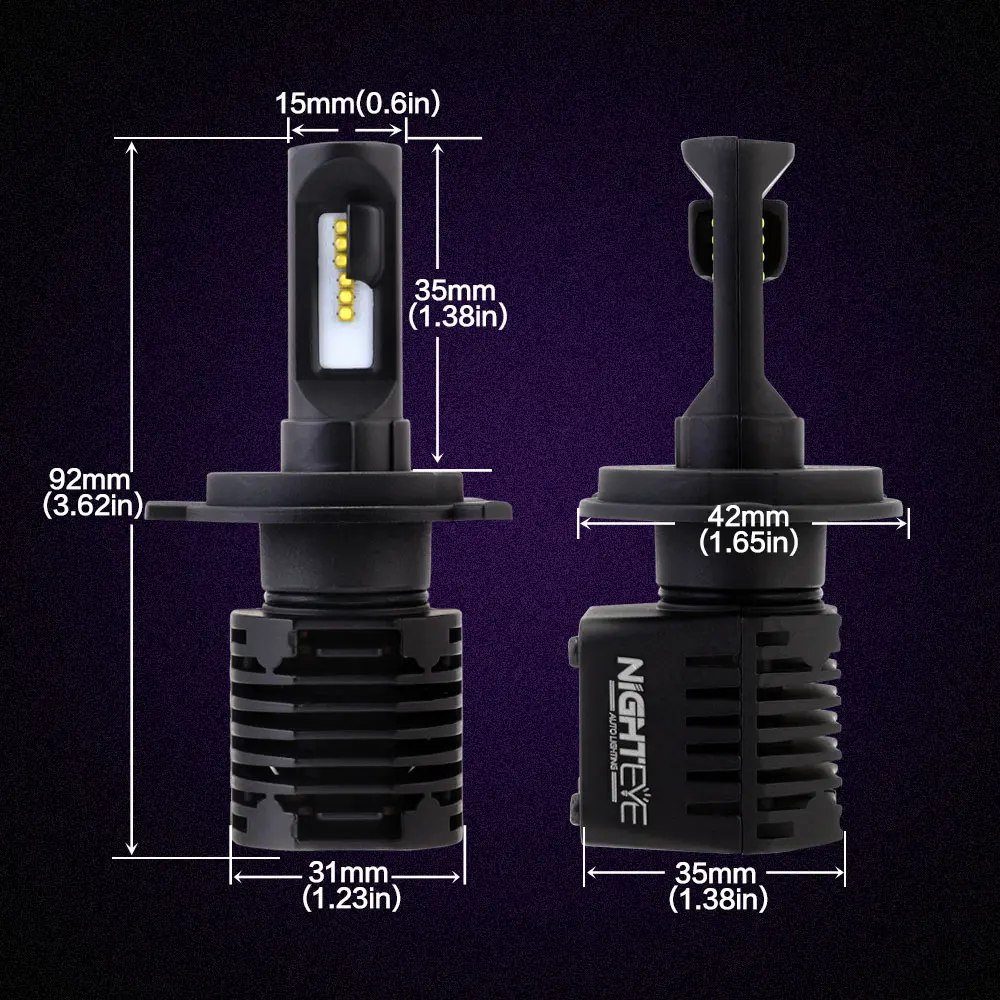 Nighteye H4/HB2/9003 авто светодиодные Фары для автомобиля Hi/Lo луч дальнего света тумана