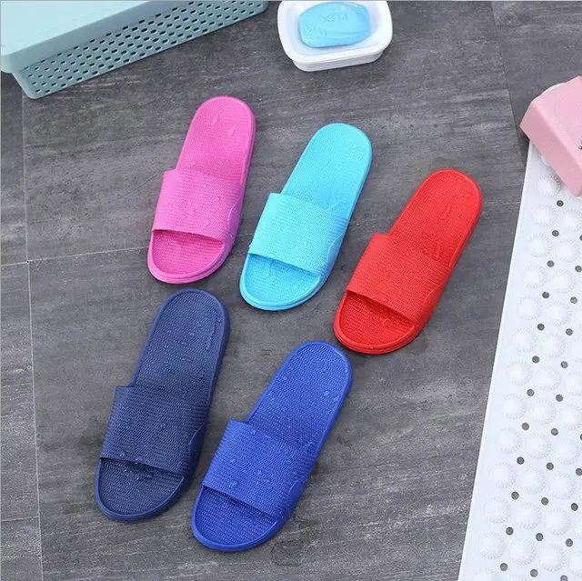 Summer New Pure Color Lovers Household Slippers Anti-slip Waterproof Slide Bathing Bathroom Men's And Women's Lovers Shower Slippers (11)