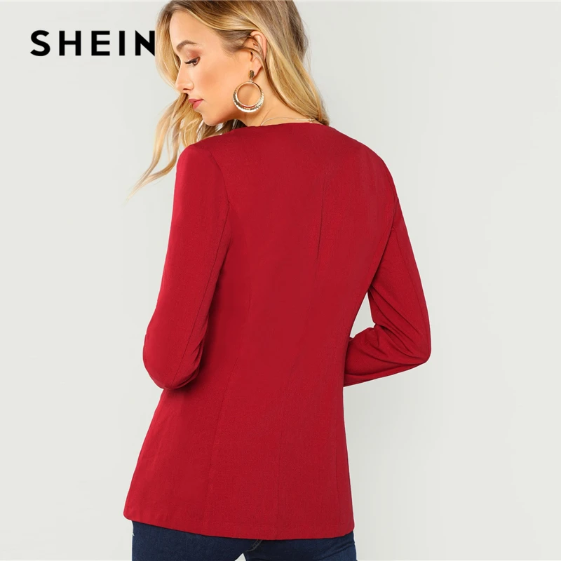 SHEIN Стильный Блейзер С Длинным Рукавом, Однотонный Демисезонный Жакет