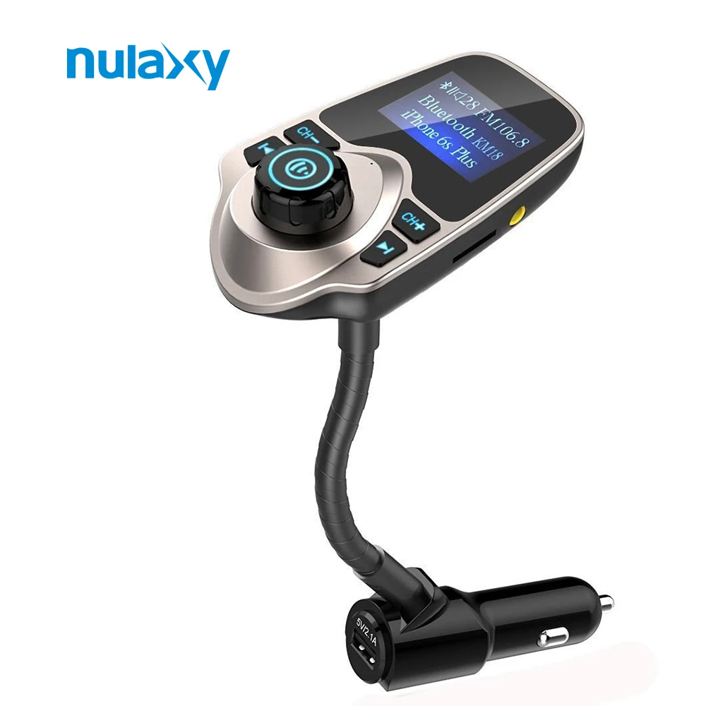

Nulaxy Car MP3 Player FM Transmitter Bluetooth Handsfree Car Kit FM Modulator for iPhone 8 with USB Charger Support TF Card Aux