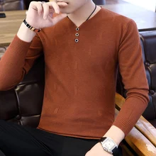 Весенне-осенний повседневный мужской свитер с v-образным вырезом мужской пуловер трикотажная одежда мужские свитера пуловеры пуловер мужские топы