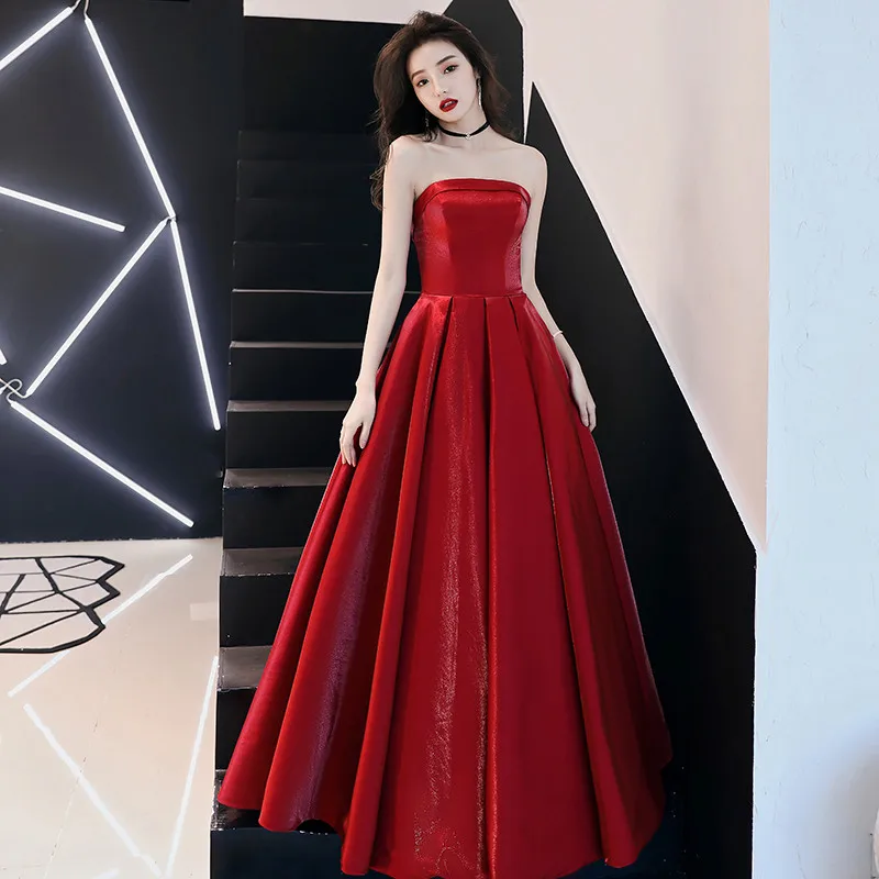 Sexy Strapless Evening Dresses Long Satin Party Gowns Robe De Soiree Sexy Formal Dresses Evening Abendkleider Sexy Strapless Evening Dresses Long Satin Party Gowns Robe De Soiree Sexy Formal Dresses Evening Abendkleider