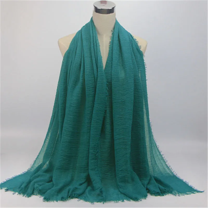 Модный простой хлопковый шарф с бахромой, Женский мягкий однотонный шарф в кашне, шаль из пашмины, мусульманский шарф, хиджабы, палантины - Цвет: 36