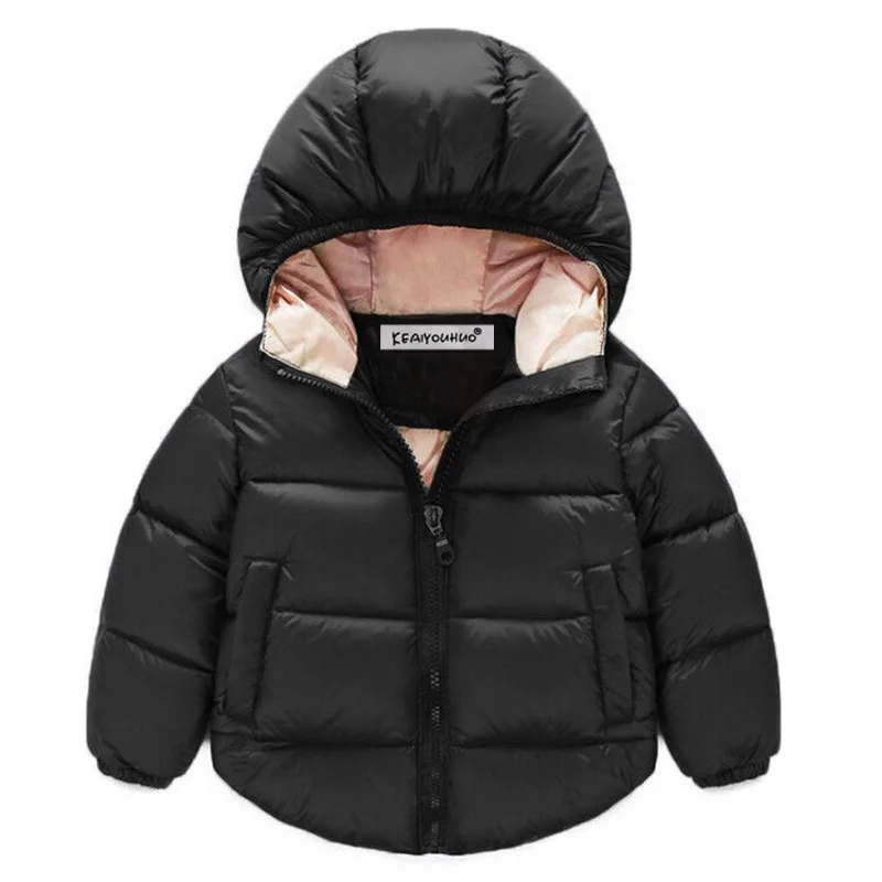 Зимние куртки для девочек; одежда; Новинка года; пуховики для девочек; пальто для маленьких мальчиков; детская верхняя одежда с капюшоном и длинными рукавами; одежда для детей - Цвет: Black
