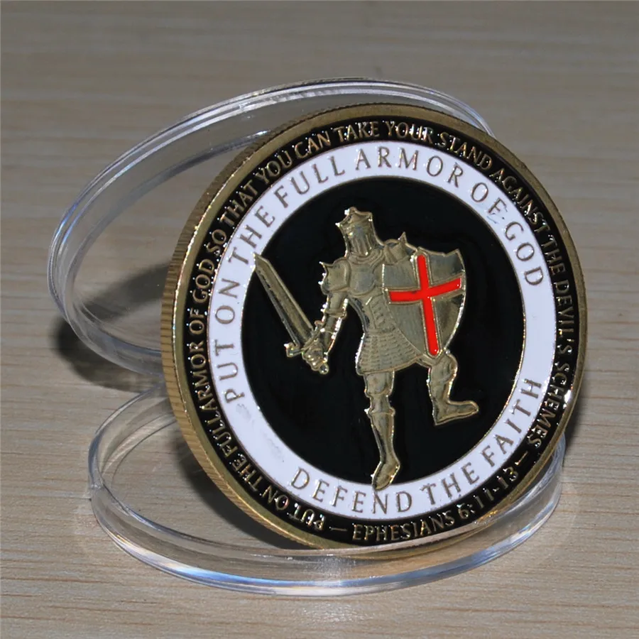 Armor of God Defend the Faith - Brass Challenge Coin (3)