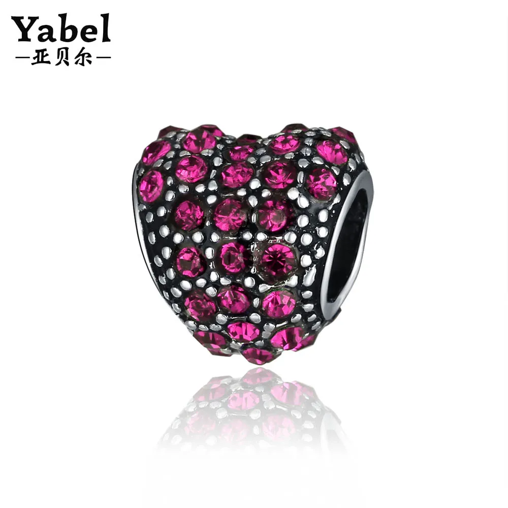 Yabel Bling Rhinestone Heart Bead Charm for Bracelet &amp Bangles Red Royal Blue DIY Jewelry Making Accessory berloque | Украшения и