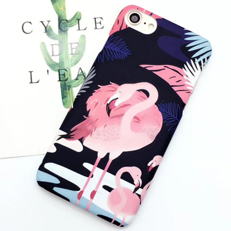 

landscape Flamingo Hard Case For iPhone7 6 6S Plus lover cute Phone Flowers Scrub For iPhone7 6 6S Plus Cover Back lina