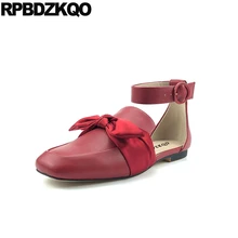 Балерина дизайнер Ремень для лодыжки обувь Квадратный носок сандалии лук красное вино дам вечеринка лето Runway каваи Мягкие балетные плоские женщины последние европейская красивая отправка капель весенняя осень Мода