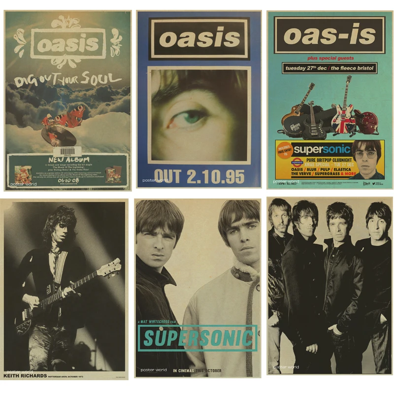 

OASIS Liam Gallagher poster Retro Rock Band Music Kraft Paper vintage Poster Bar Cafe Living Room Dining room Decorative
