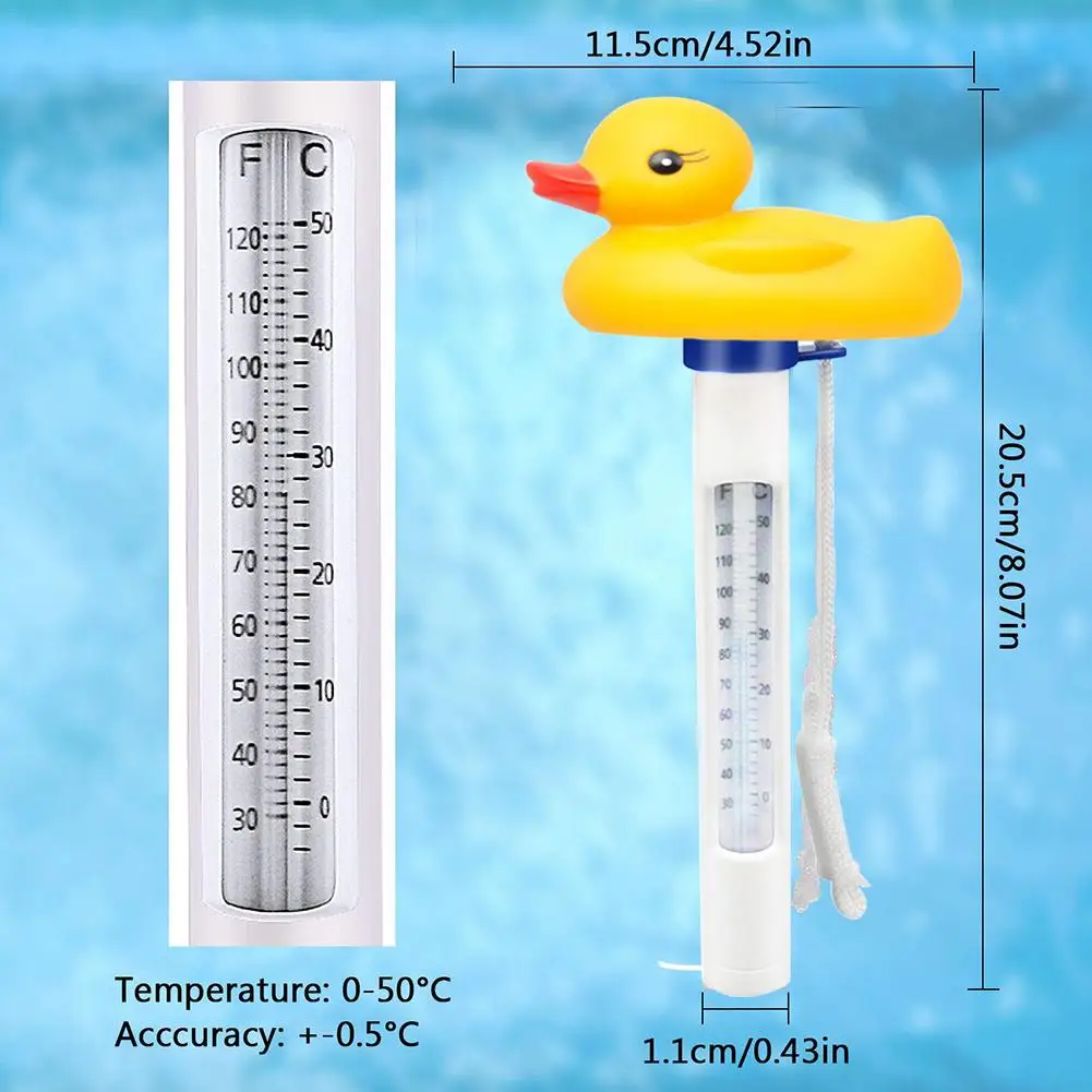 

0-50c Waterproof Cute Duck Cartoon Shape Swimming Pool Thermometer Water Temperature Meter Floating Authentic Guarantee