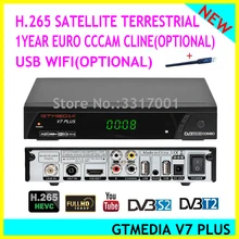 [Подлинный] Новое поступление GTMEDIA V7 PLUS DVB-S2 DVB-T2 спутниковый ТВ комбо приемник Поддержка H.265 и Испания Италия Cccam Cline