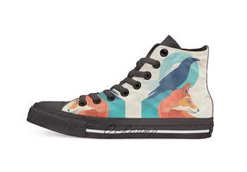 

Fox Raven Design breathable Casual High Top lace-up Canvas shoes sneakers