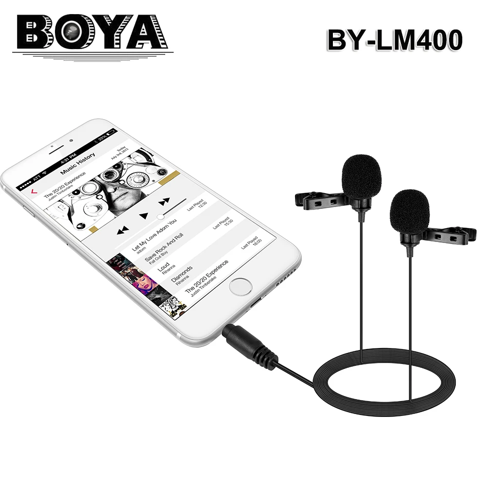 BOYA BY LM400 Dual Omnidirectional Lavalier Mic 3.5mm Connector Wired