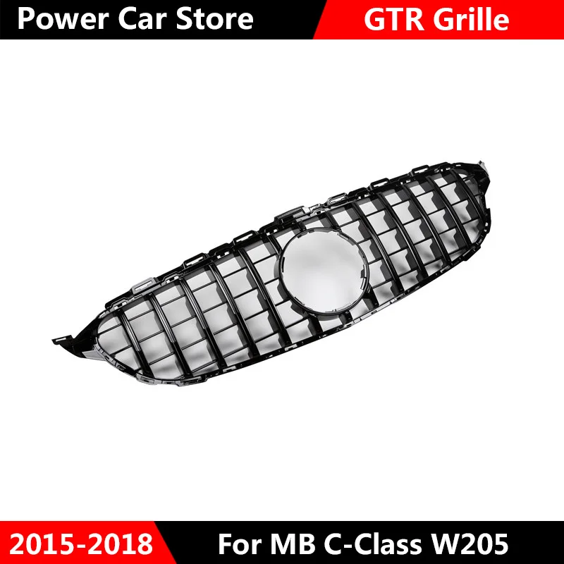 Для W205 GT AMG GTR решетка Передняя R гриль для Mercedes Benz c200 c250 c300 2015 2019 хромированная