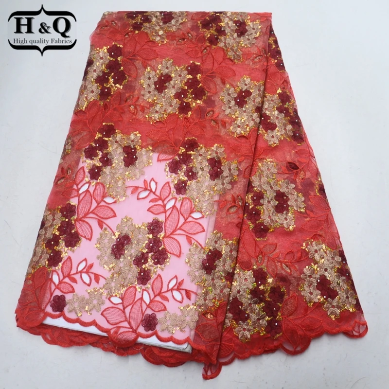 

Beautiful design Embroier with lots of Sequins French lace fabric High quality African tulle lace fabric 5 yards for Party,DIY