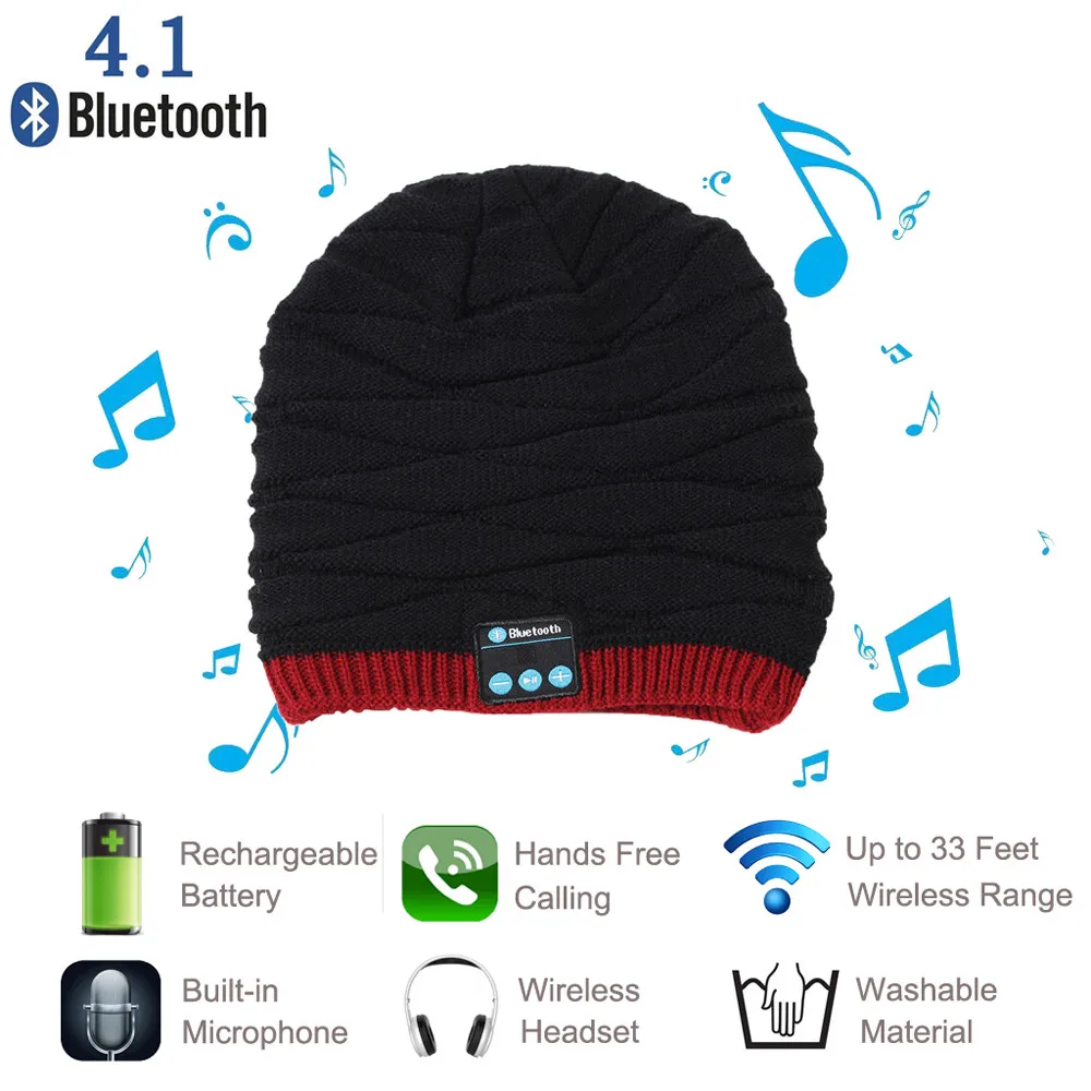 New2018 Топ Мода Bluetooth Smart Beanie зимняя вязаная шапка беспроводные музыкальные наушники Встроенный микрофон fones de ouvidodrop shopping