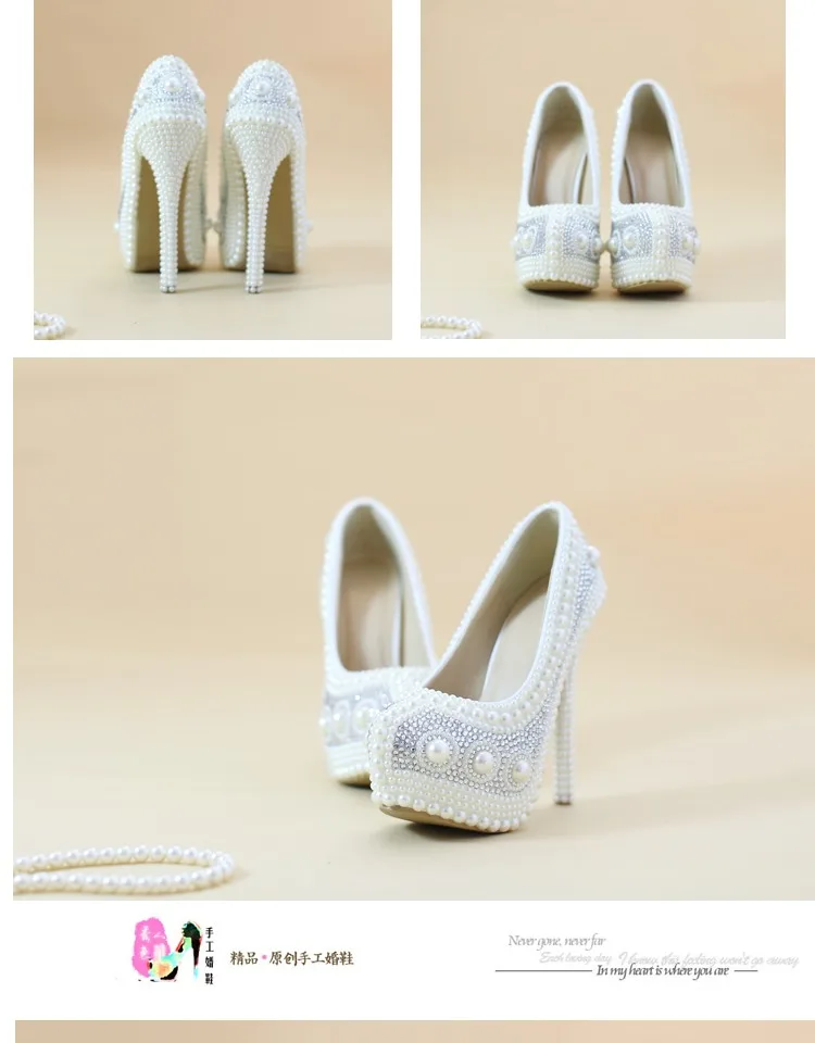 Свадебные туфли с белым жемчугом, с круглым носком, под вечернее платье, свадебные туфли, свадебные туфли на каблуке, на платформе, из водонепроницаемого материала, праздничный подарок для жена, дочь