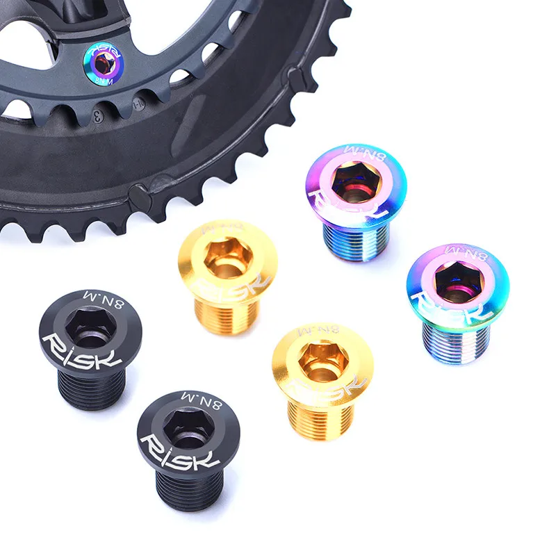 RISK Road Bike Crankset Bolts Titanium M8 Titanium Bicycle Chainring