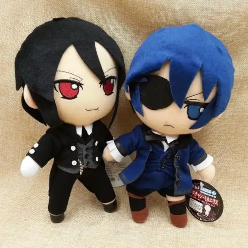 

Anime Black Butler Kuroshitsuji Ciel Sebastian Michaelis Plush Toys Soft Stuffed Dolls 10" 26cm