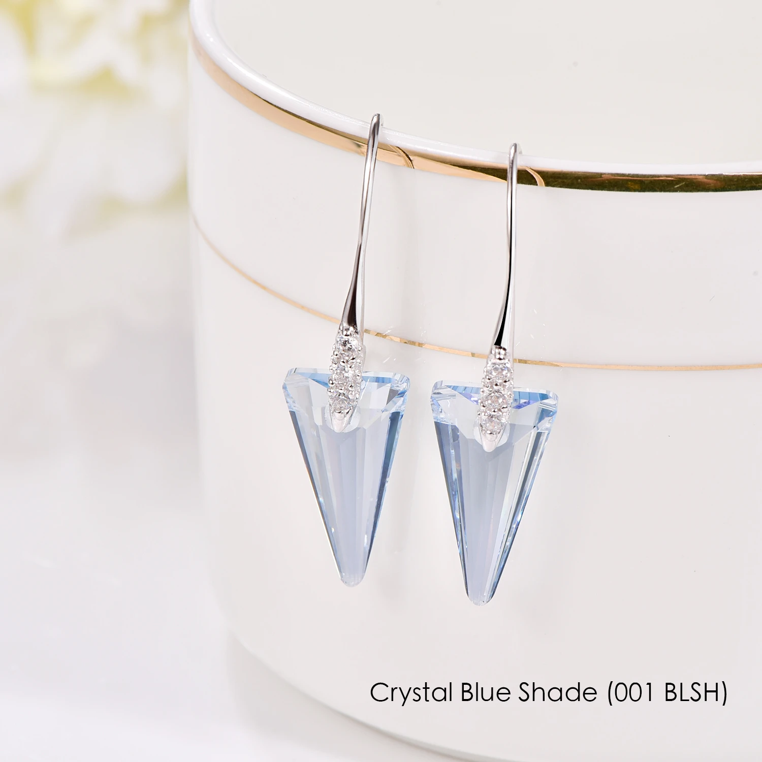 Кристаллы от Swarovski Спайк Кулон Висячие серьги для женщин Мода стерлингового серебра украшения для пирсинга серьги ручной работы - Окраска металла: Crystal BLSH