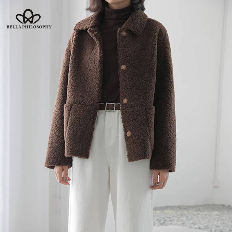 Bella Philosophy 2018 Winter Lambwool Lady Coat Long