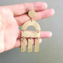 Вневременной чудо-шик Geo веер и кисточка Стад Серьги для Для женщин вечерние платье хип хоп модные украшения Подиумные украшения Топ дизайнерский 7244