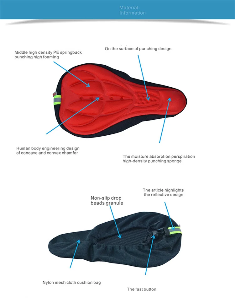 SPORTSHUB светоотражающие полосы 3D велосипедное седло Велосипедное Сиденье коврик удобное мягкое сиденье с подушкой чехол для велосипеда NR0001