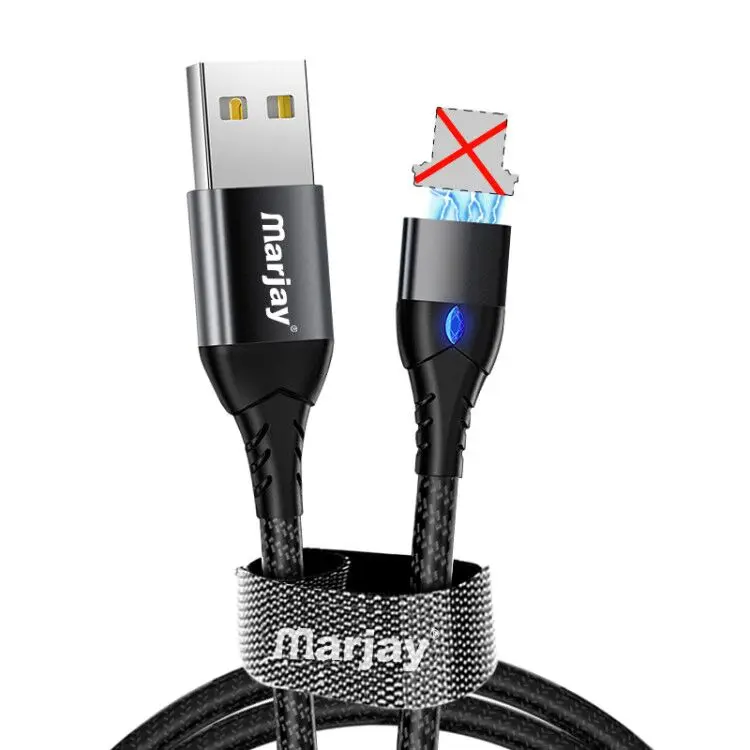 Marjay Магнитный usb type-C кабель для samsung Galaxy S10e Plus Xiaomi Быстрая зарядка USB-C зарядное устройство для мобильного телефона USBC type-C кабель - Цвет: Only Black Cable