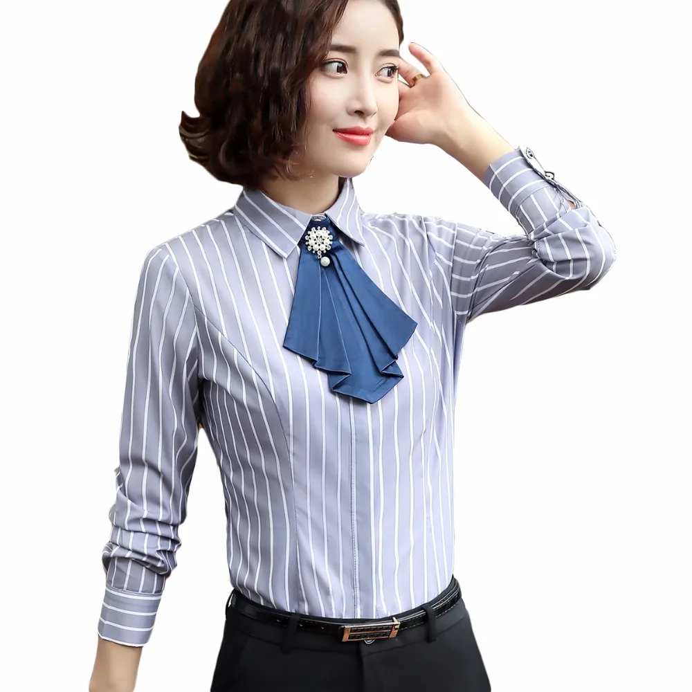 Women elegant full sleeve blouse office lady Shirt Long Sleeve Women