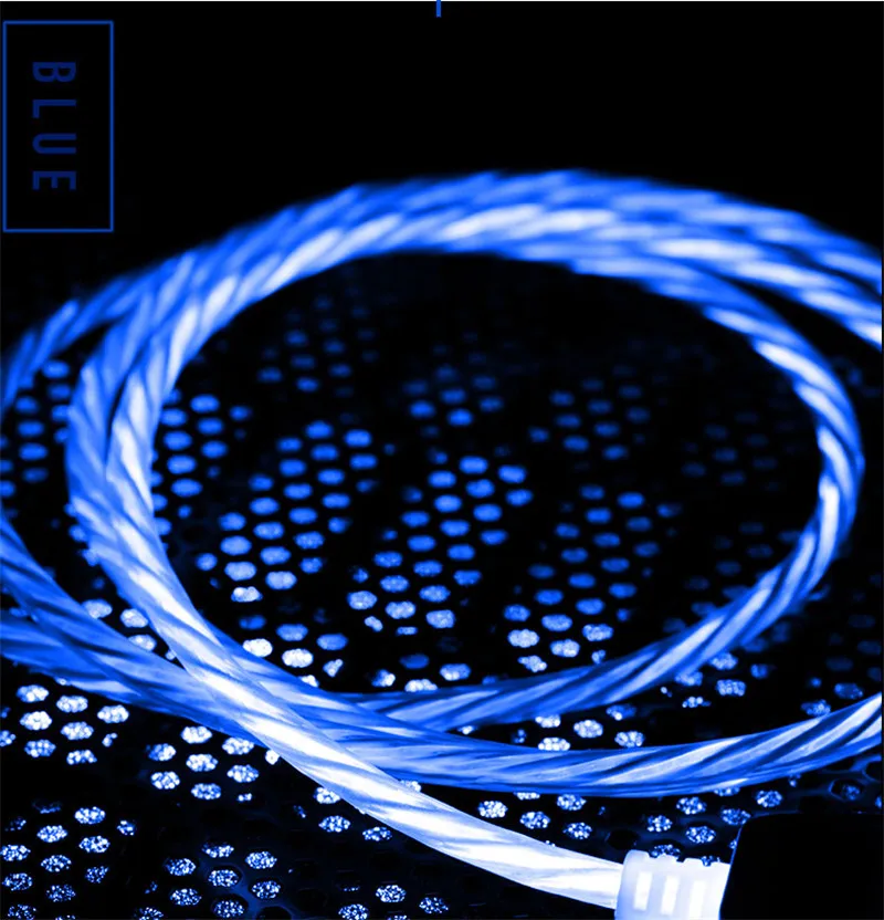 

LED Flow Luminous Micro USB Type C Cable for huawei mate 20 p20 lite P10 Y9 p smart 2019 nova 4 3i honor 8x 8c note 10 9 8 7c 7x