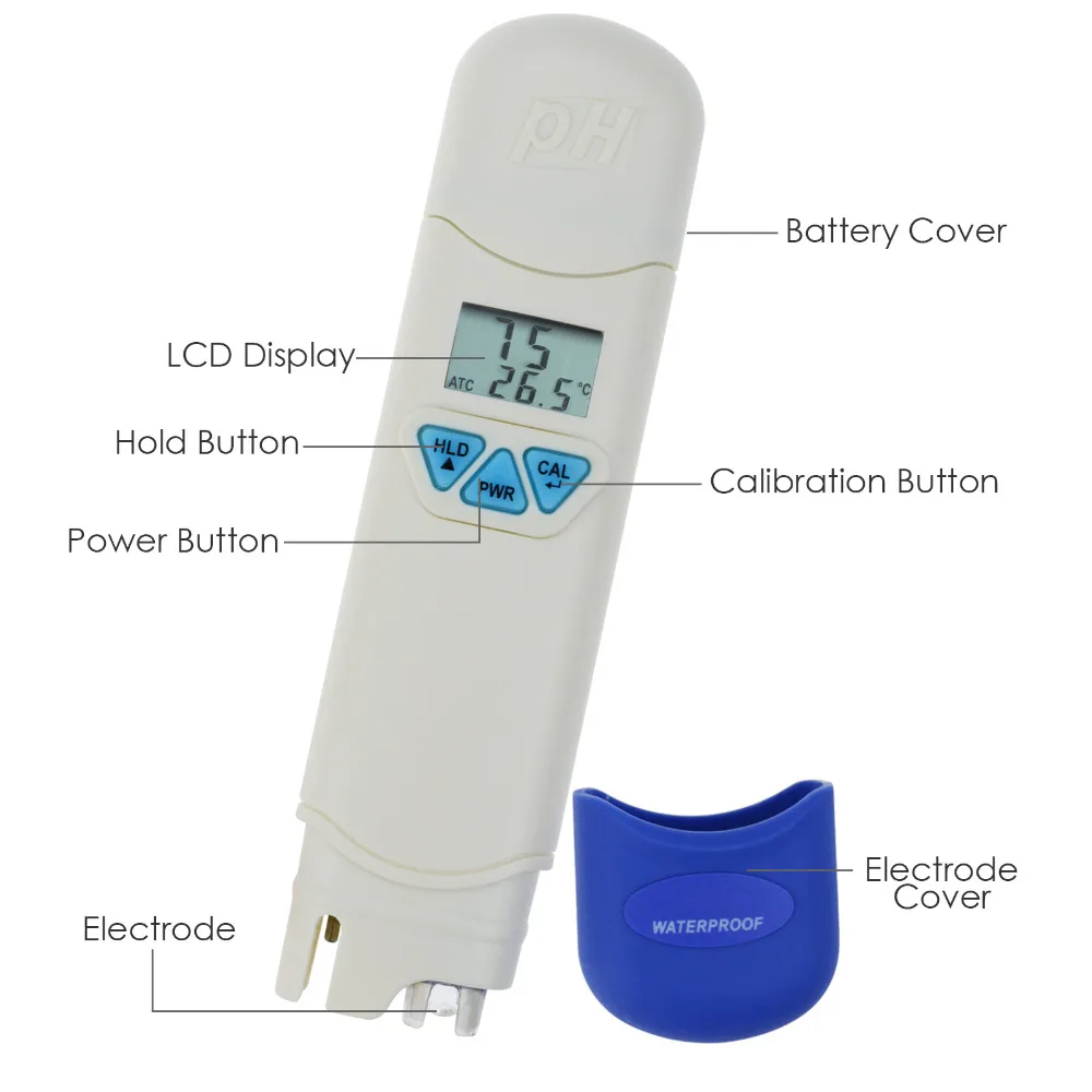 Водонепроницаемый рН-метр ж/Температура автоматической калибровки 0~ 14pH диапазон+ Встроенный УВД+ pH4.01 pH7.00 pH10.01 pH косметическая пудра