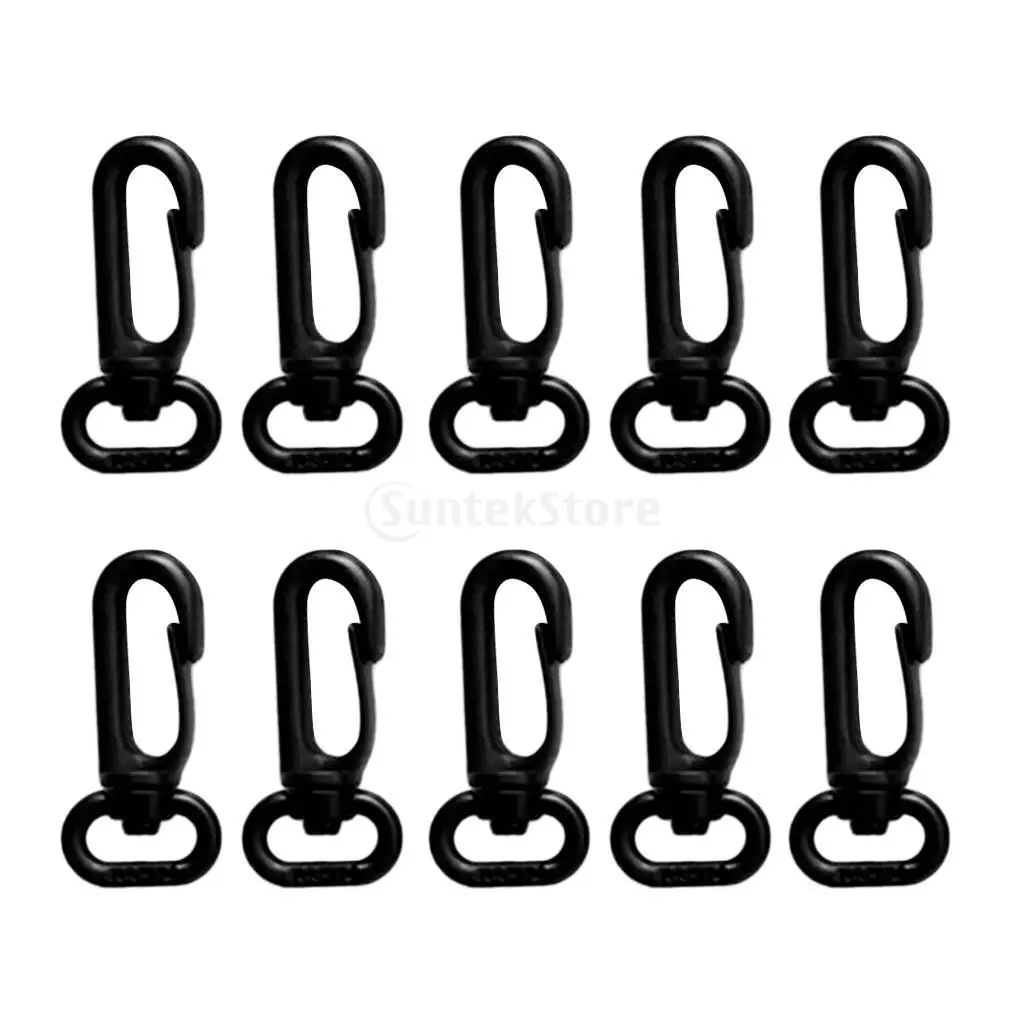 

10 Pieces Strong Durable Plastic Swivel Spring Snap Hook Clip Fits 12mm Scuba Diving Webbing Strap Lanyard