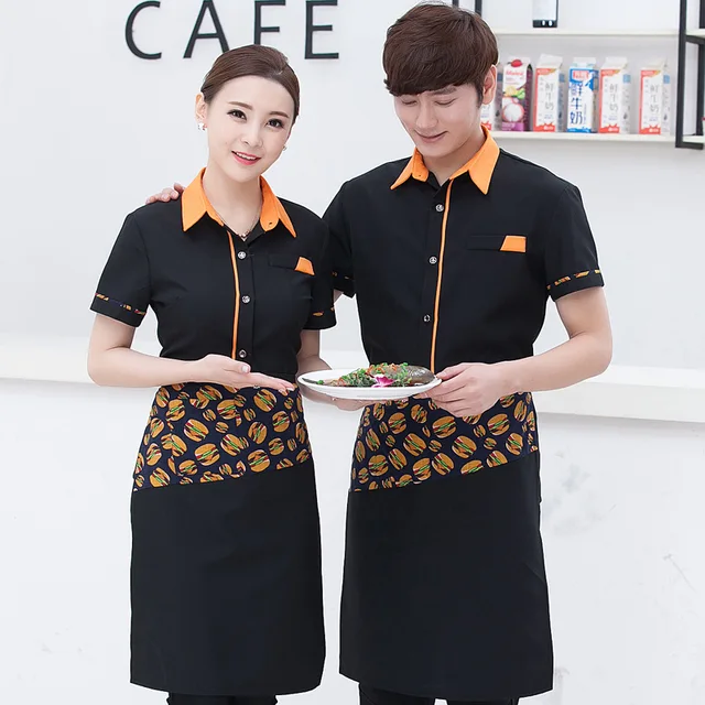 new short sleeve western restaurant waiter uniform coffee shop