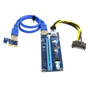 

10pcs/lot PCI-E 1x to 16x Mining Machine Enhanced Extender Riser Adapter with USB 3.0 & 6Pin Power Cable