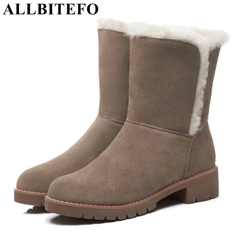 

ALLBITEFO suitable for -20 degrees Celsius in Russia genuine leather natural wool cold winter warm women snow boots ankle boots