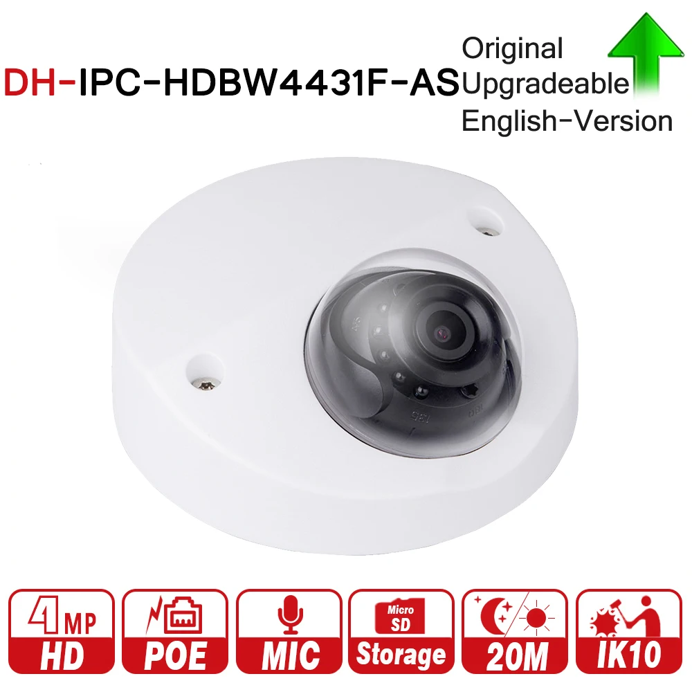 Dahua IPC-HDBW4431F-AS POE 4MP Audio Network Vandal-proof IR Wedge Dome Camera