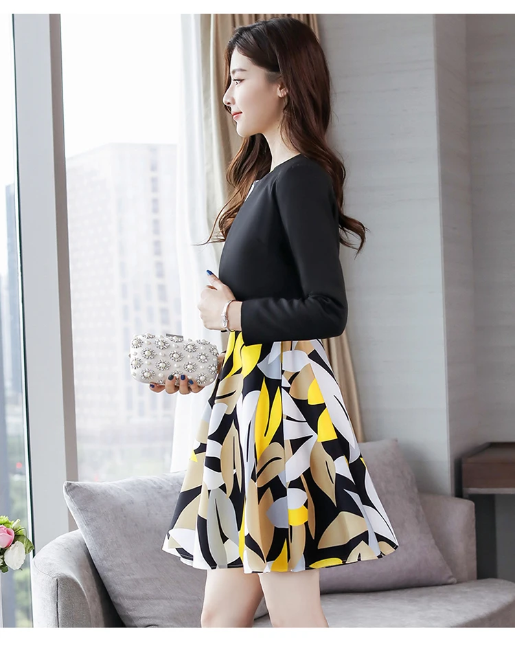 YASUGUOJI новый офис Леди Мода Платье с принтом для девочек с узкими короткий Блейзер Костюмы комплект контрастного цвета женские 2 шт. наряды
