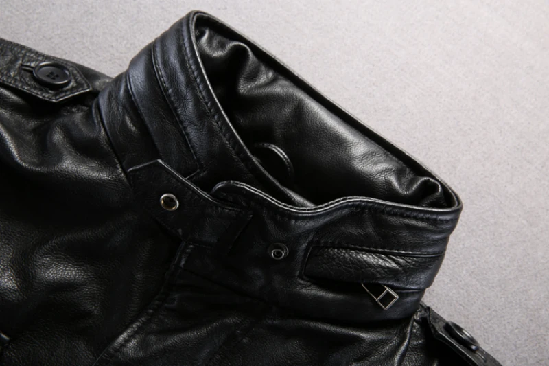 70% OFF Army overcoat genuine leather clothing M65 outerwear cow leather jacket male plus size plus big size leather rider jacket