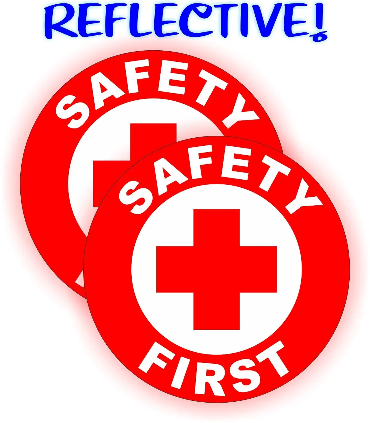 For (2) Reflective Red Safety First Hard Hat Stickers Helmet Decals