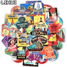 55 PCS Retro Hotel Style Stickers Graffiti Building Logo Travel Sticker to DIY Suitcase Luggage Laptop Fridge Car Bicycle Phone 55pcs mixed retro style travel hotel logo roma paris los japan chicago hawaii baghdad trip car sticker waterproof doodle decal