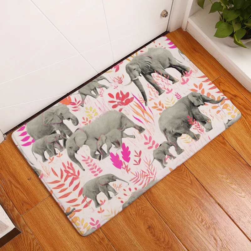 MDCT Africa Savannah Elephant Printed Floor Mats Area Rugs and Carpet