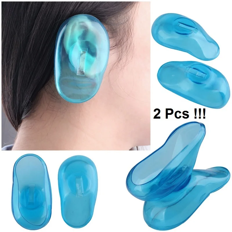 

New 2PCS Blue Clear Silicone Ear Cover Hair Dye Shield Protect Salon Color