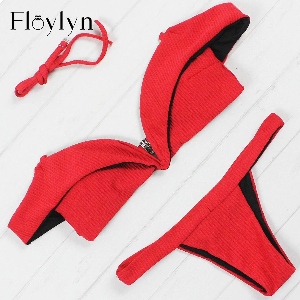 Floylyn Sexy Thong Bikini Set Women Leopard Print Swimwear Bandage ...