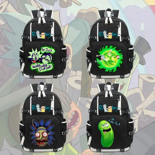 

New Anime Rick and Morty Backpack Black Laptop Travel Bags Knapsack Packsack School Student Bags Bookbag Otaku Gifts